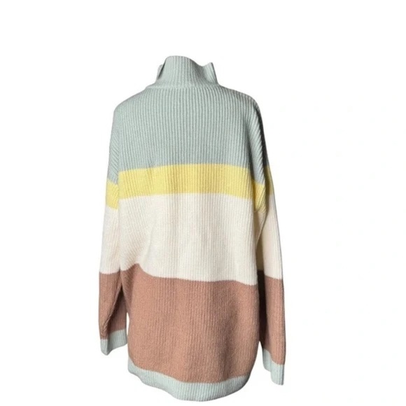 ANN TAYLOR Striped Mock Neck Tunic Sweater Size Medium - Picture 6 of 6